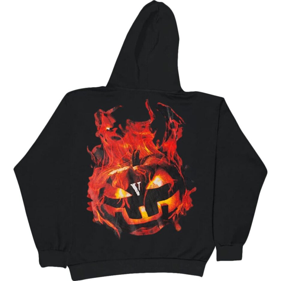Vlone Halloween Flaming Pumpkin Hoodie – Black